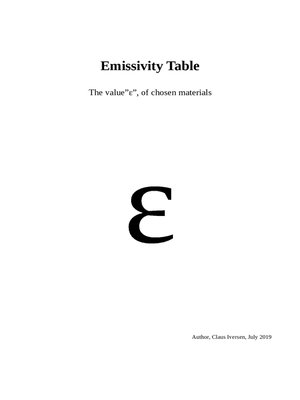 cover image of Emissivity Table